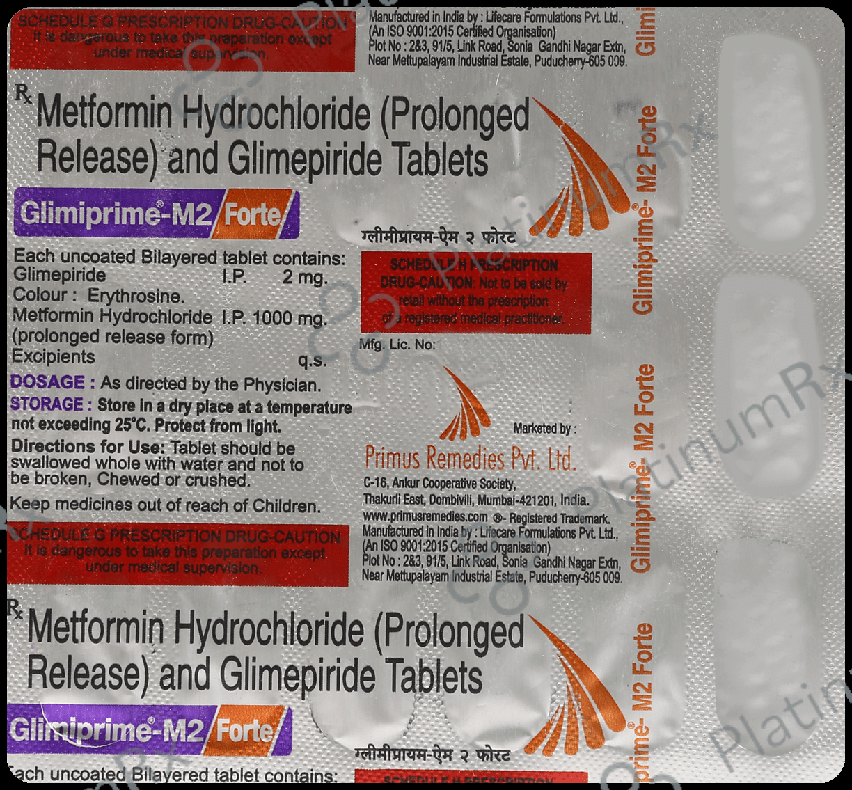 Glimiprime M2 Forte 2/1000mg Tablet PR 15s