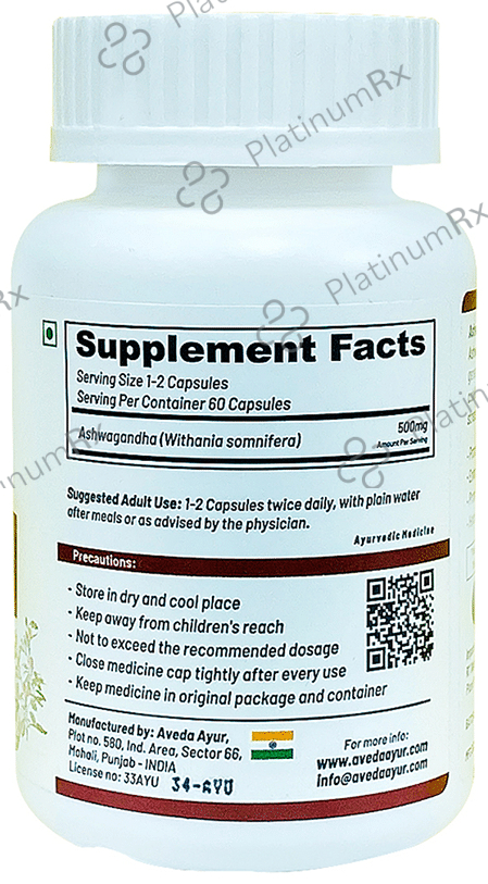 Life Aveda Premium Ashwagandha Veg Capsule