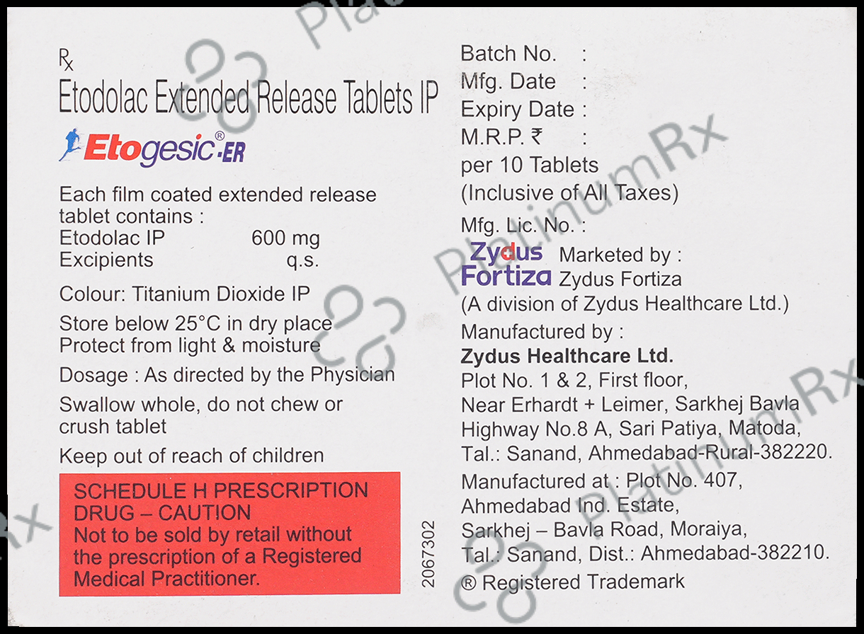 Etogesic ER 600mg Tablet 10s