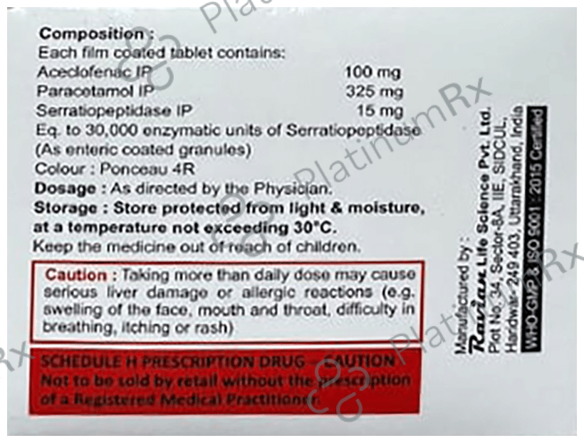 Acesam 100mg/325mg/15mg Tablet