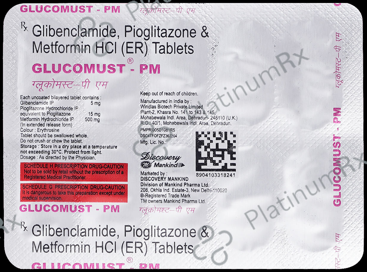 Glucomust PM 5/500/15mg Tablet ER 10s