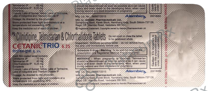 Cetanil Trio 6.25/10/40mg Tablet 10s