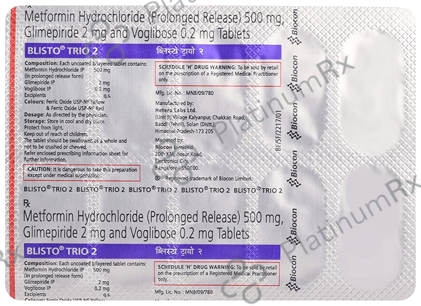 Blisto Trio 2/500/0.2mg Tablet PR 10s