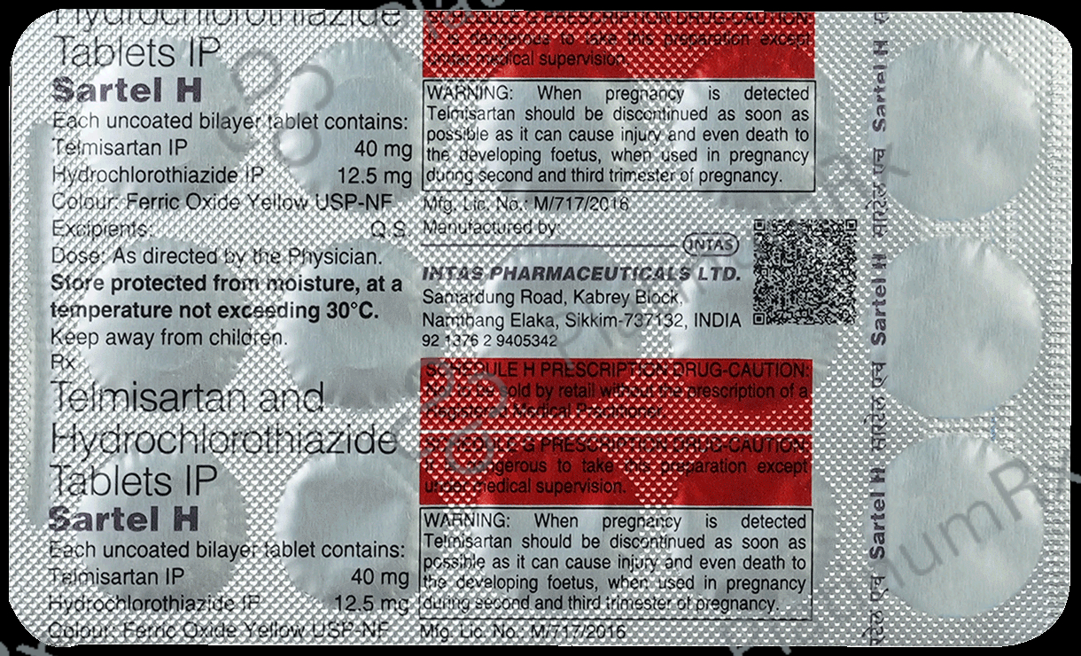 Sartel H 40 12.5/40mg Tablet 15s