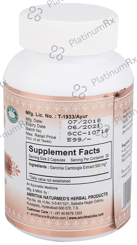Naturmed's Garcinia Cambogia 500mg Capsule