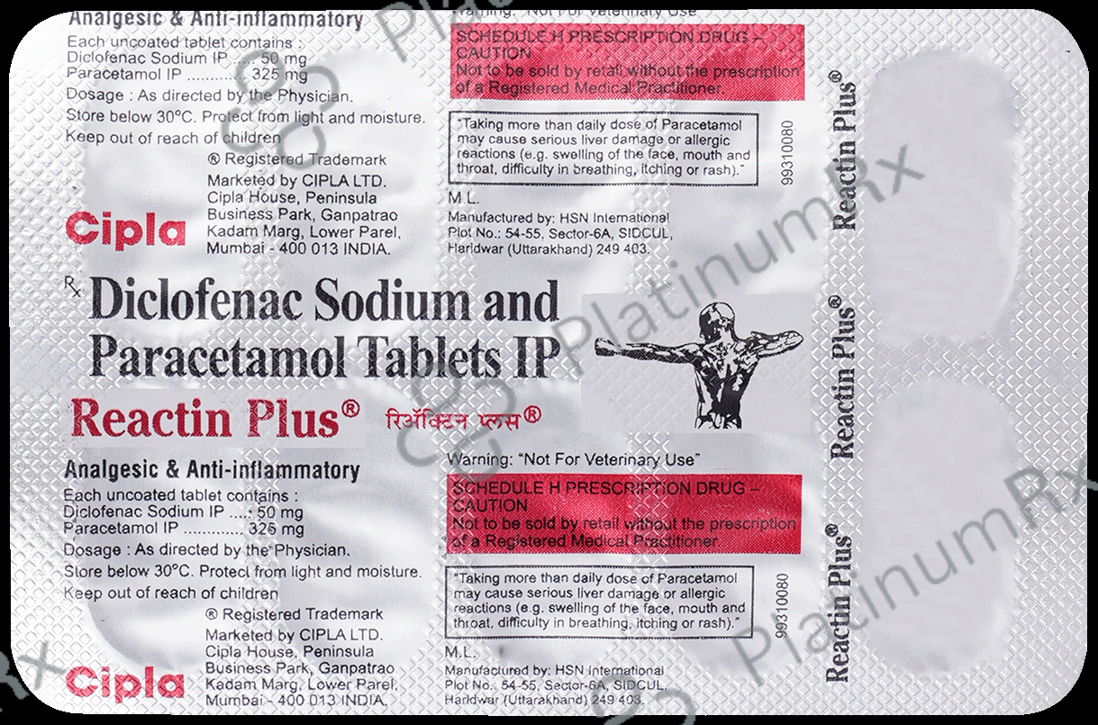 Reactin Plus 50/325mg Tab 10s (W)