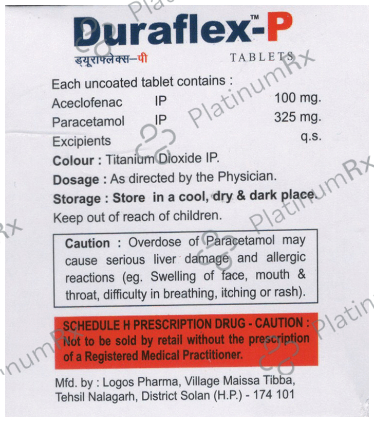 Duraflex P 100mg/325mg Tablet