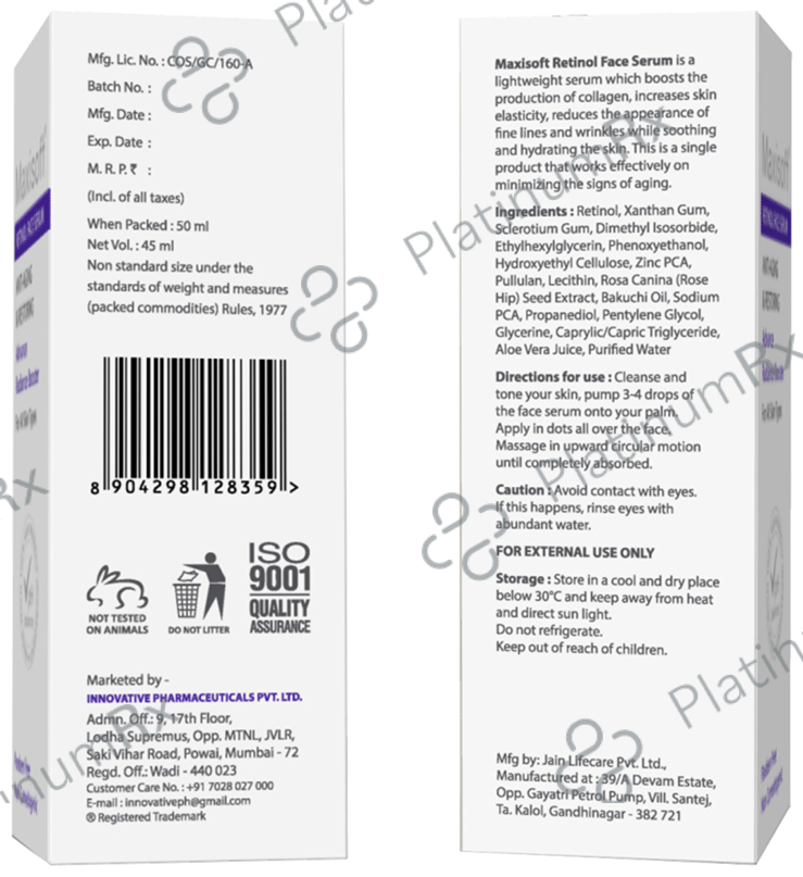 Maxisoft Retinol Face Serum (50ml Each) 1 Bottle