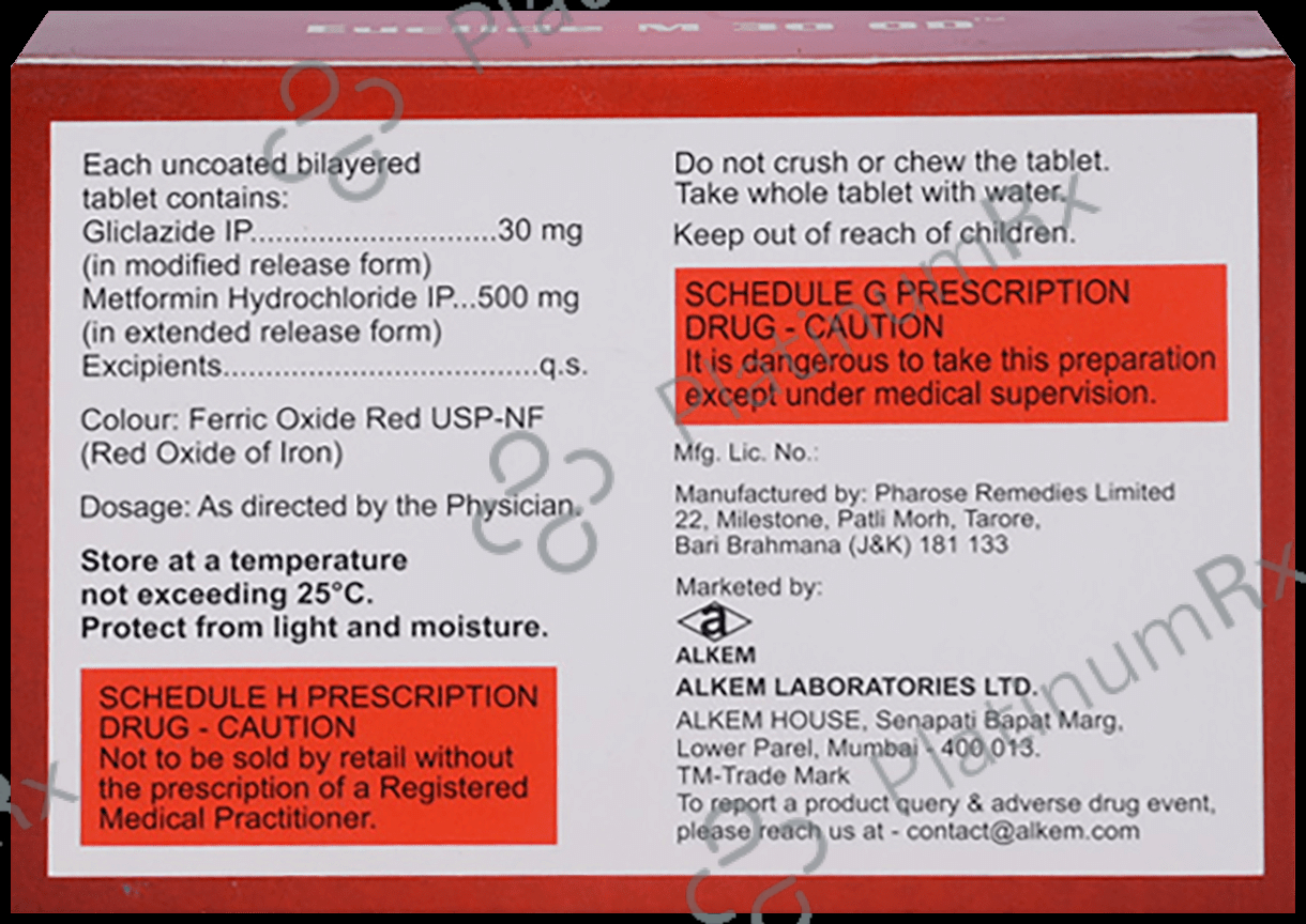 Euclide M 30 OD 30/500mg Tablet ER 10s
