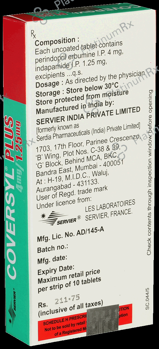 Coversyl Plus 1.25/4mg Tablet 10s