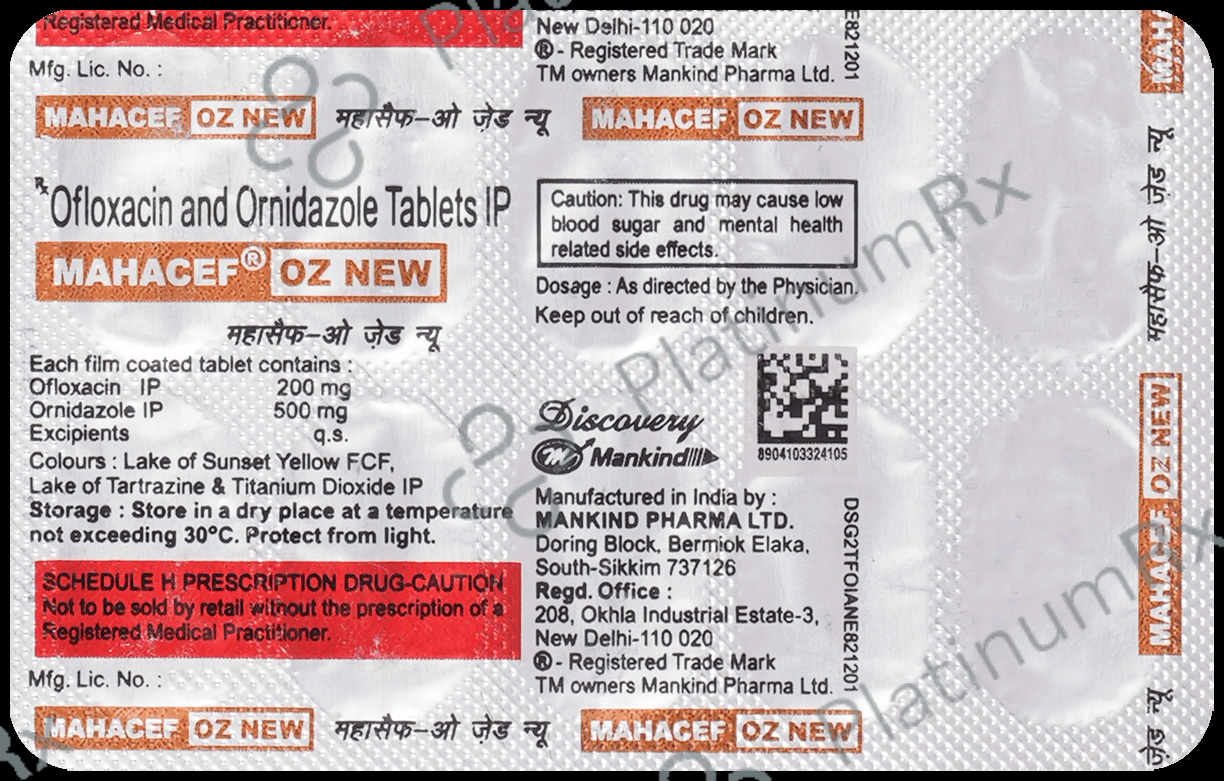 Mahacef OZ New 200/500mg Tablet 10s