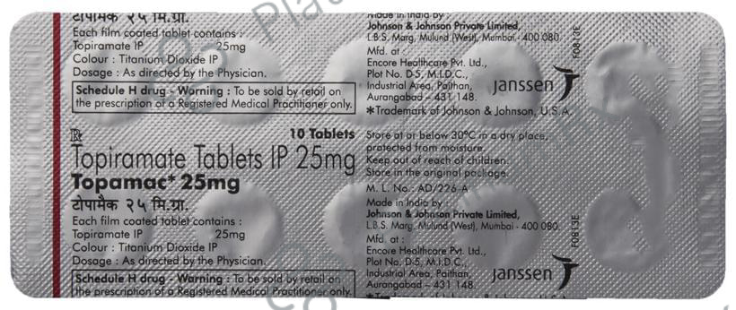 Topamac 25mg Tablet 10s