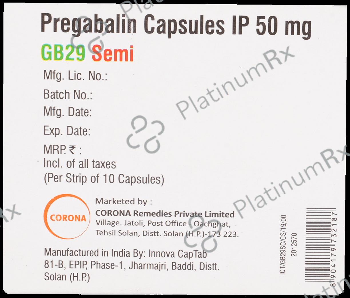 GB 29 Semi 50mg Capsule
