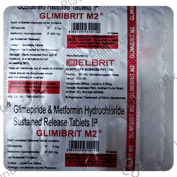 Glimibrit M 2/500mg Tablet SR 15s
