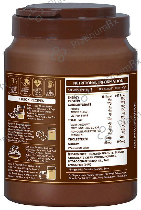 Alpino Chocolate Smooth Peanut Butter 2 kg