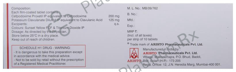 Monocef O CV 200/125mg Tablet 10s