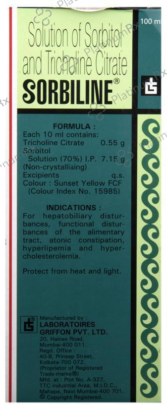 Sorbiline 0.55/7.15gm Syrup 100ml