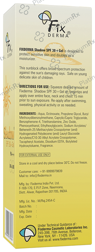 Fixderma Shadow SPF 30+ Gel 75 gm