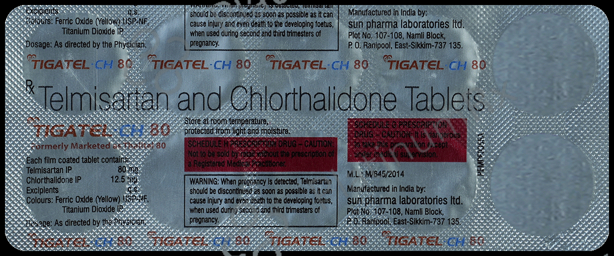 Tigatel-CH 80mg/12.5mg Tablet