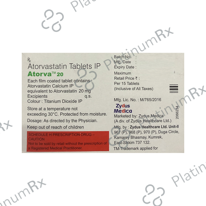 Atorva 20mg Tablet 15s