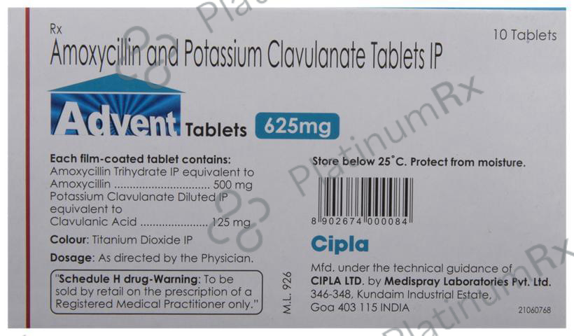 Advent 625mg Tablet 10s