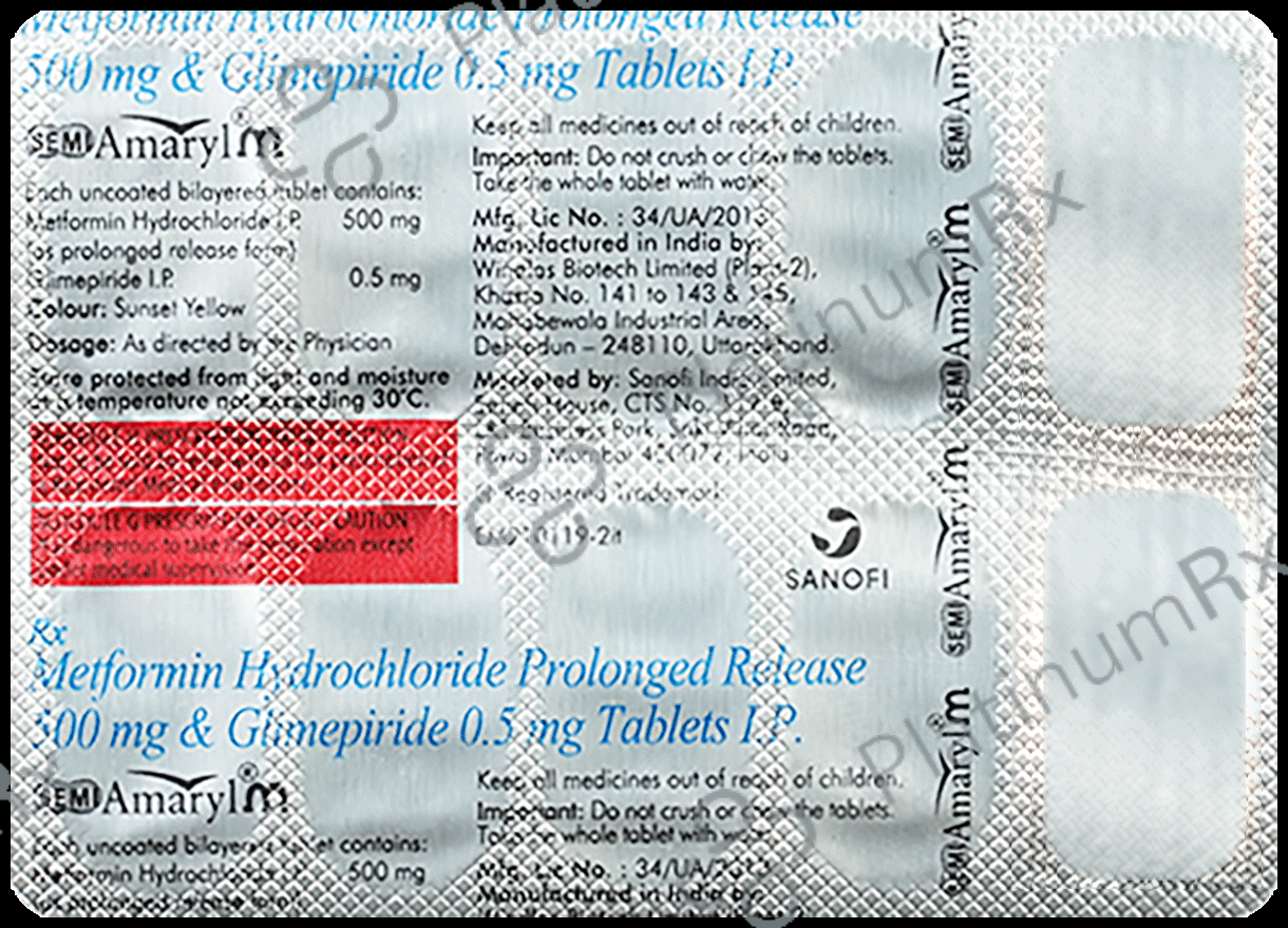 Semi Amaryl M 0.5/500mg Tablet PR 10s