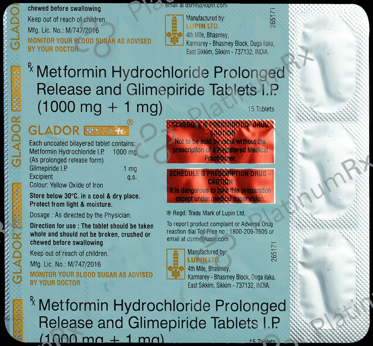 Glador M 1 Forte 1/1000mg Tablet PR 15s