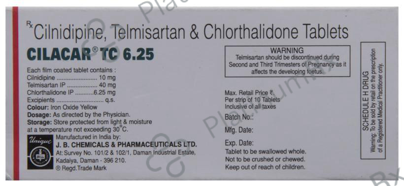 Cilacar TC 6.25/10/40mg Tablet 10s