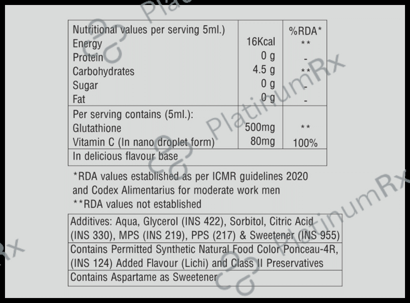 Glutathione Nano Technology Shot Sugar Free