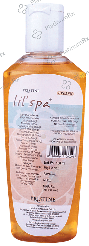 Pristine Lil' Spa Organic Baby Massage Oil