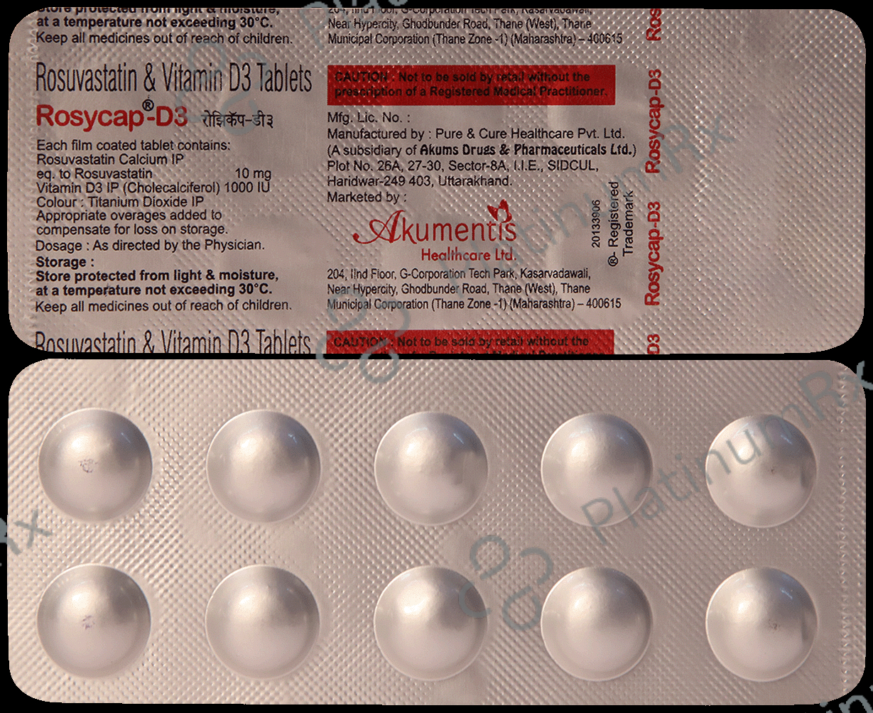 Rosycap D3 10 /1000IU Tablet 10s