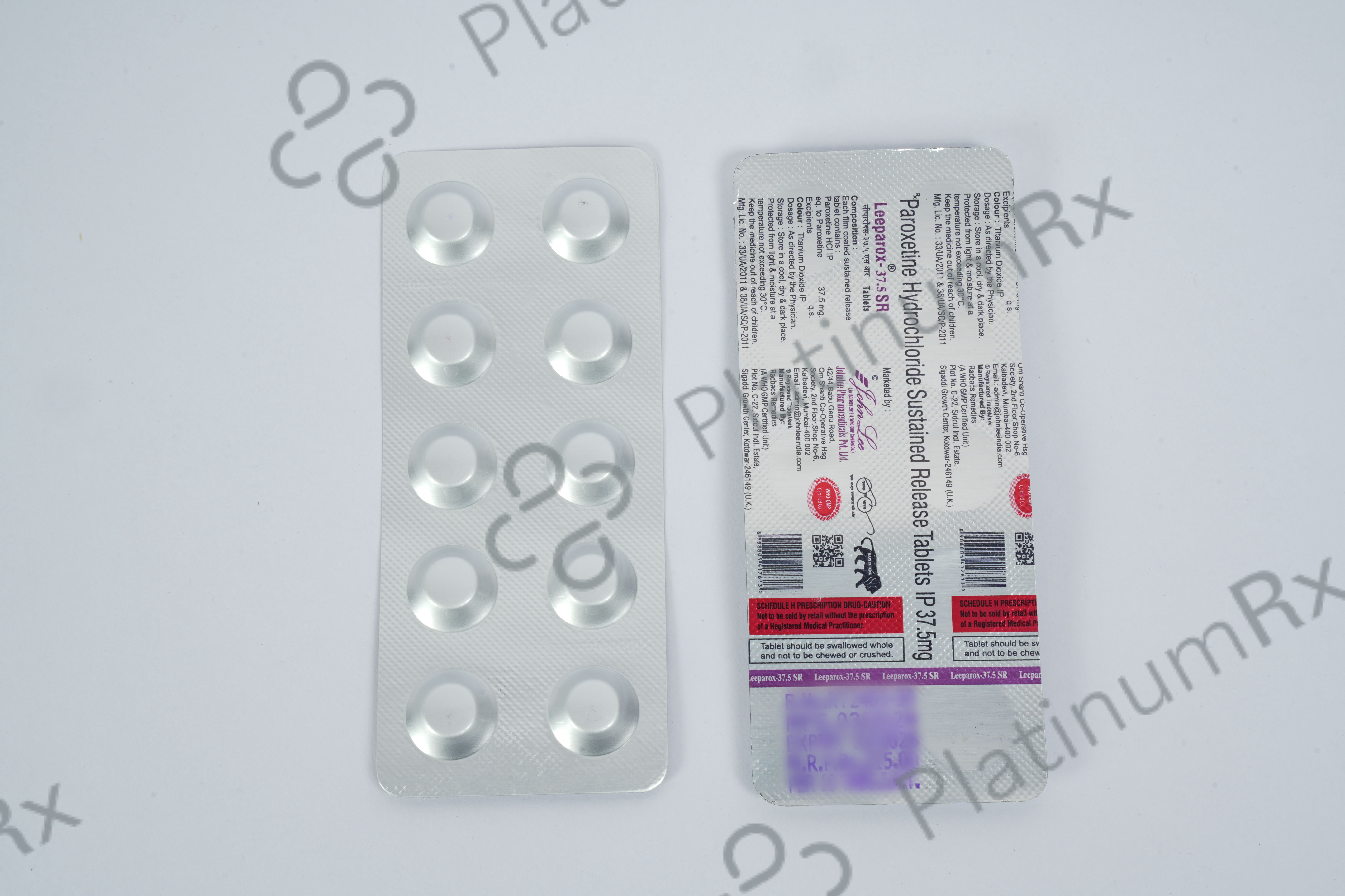 Leeparox 37.5mg Tablet SR 10s