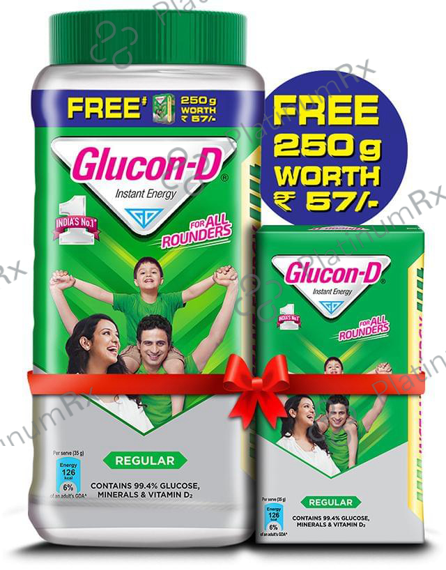 Glucon-D with Glucon-D Powder 250gm Regular Free Regular
