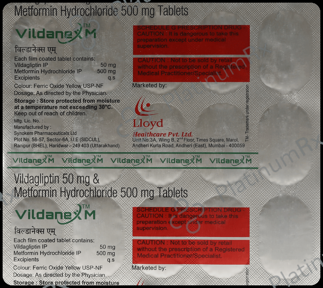 Vildanex M 500/50mg Tablet 15s