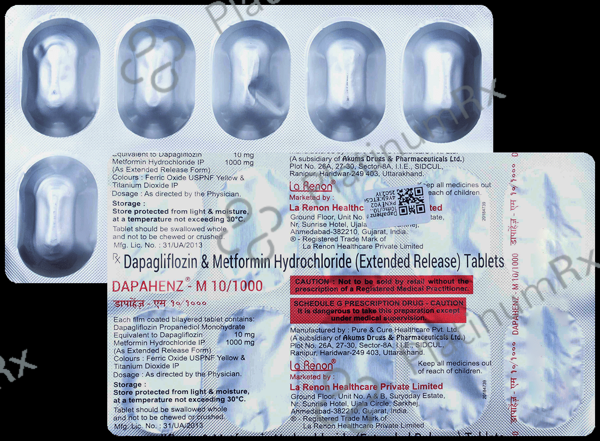 Dapahenz M 10/1000mg Tablet ER 10s