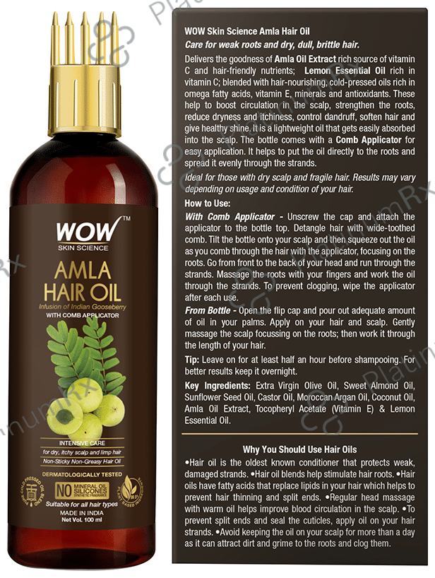 WOW Skin Science Amla Hair Oil with Comb Applicator