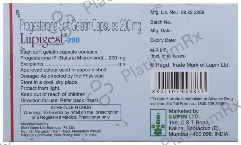 Lupigest 200mg Capsule 10s
