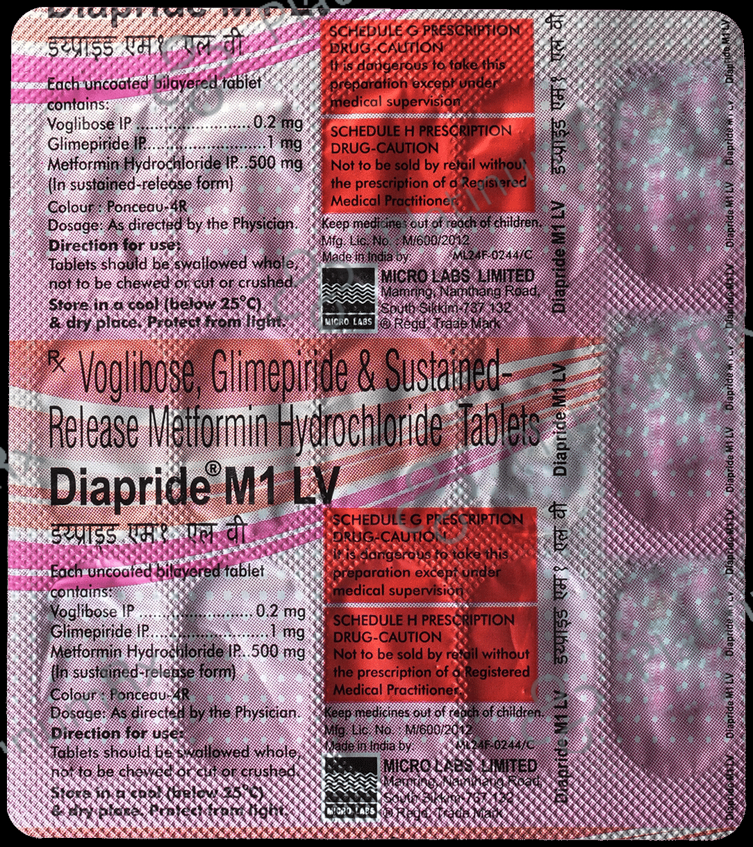Diapride M1 LV 1/500/0.2mg Tablet SR 15s