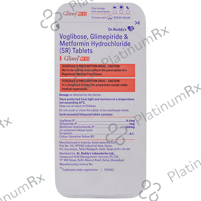 Glimy M V 1/500/0.2mg Tablet SR 10s