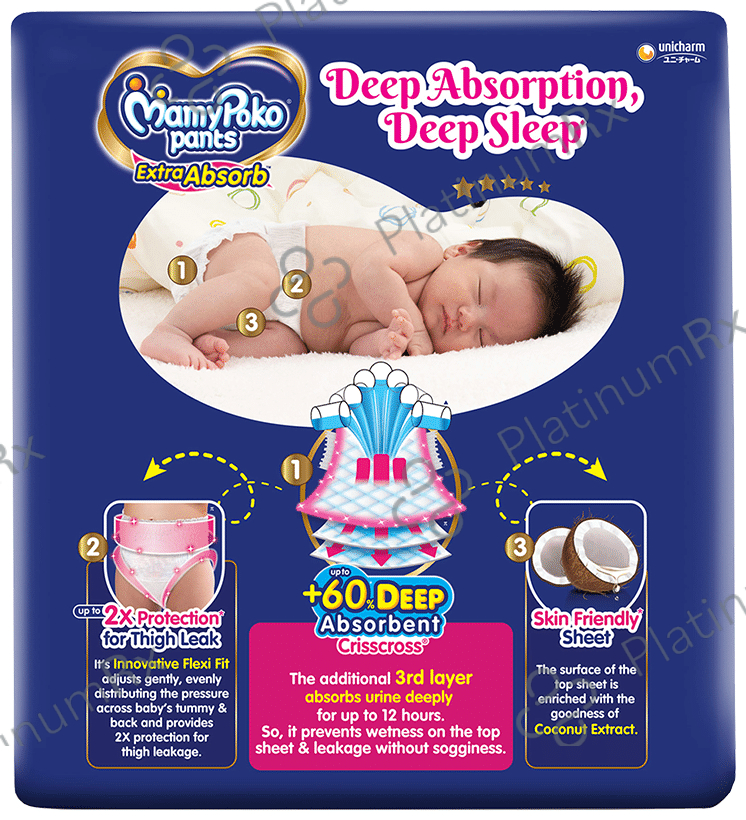 MamyPoko Pants Extra Absorb Upto 60% Absorbent Crisscross Large 64 diapers