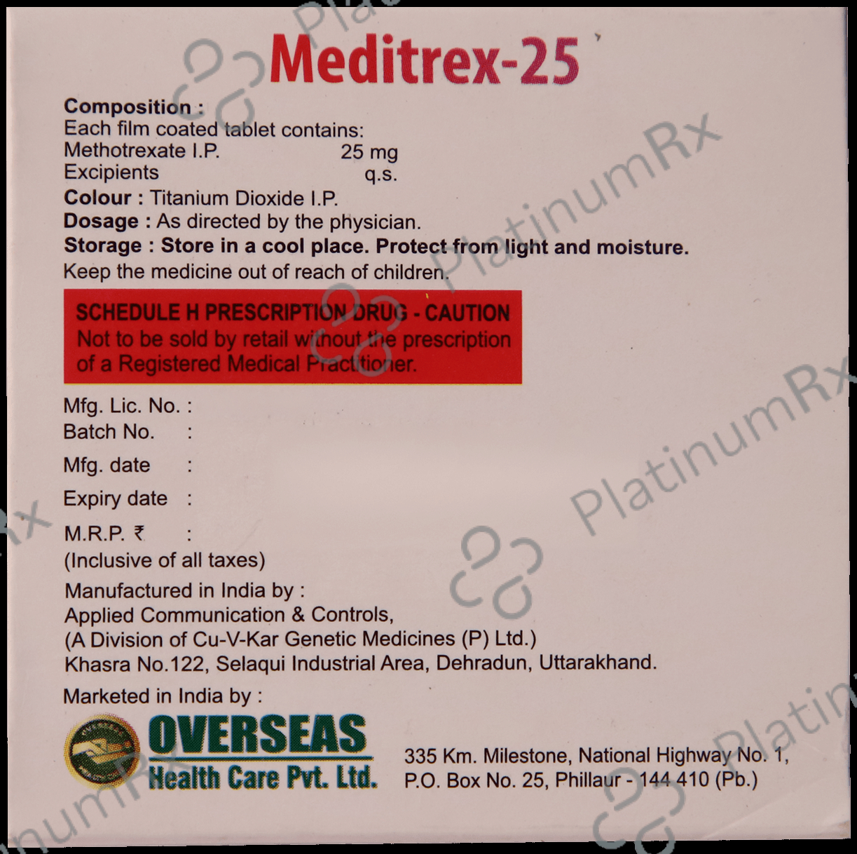 Meditrex 25mg Tablet