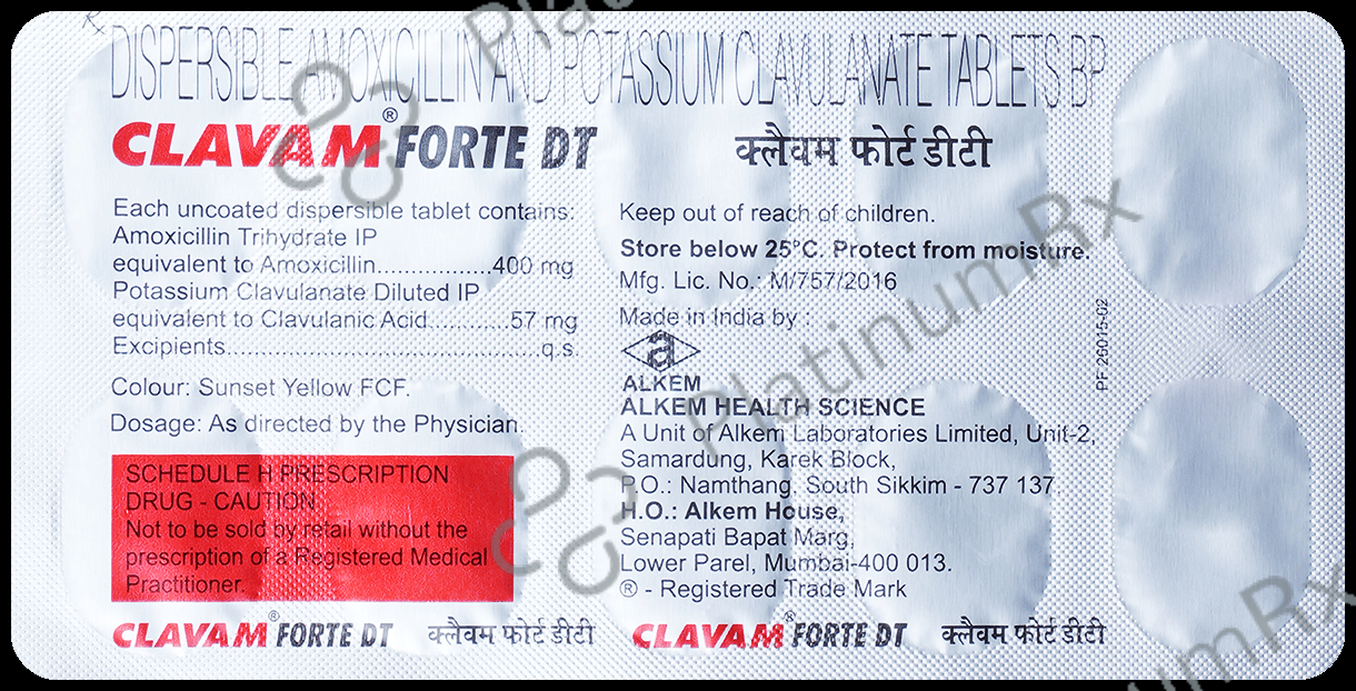 Clavam Forte 400/57mg DT Tablet 10s