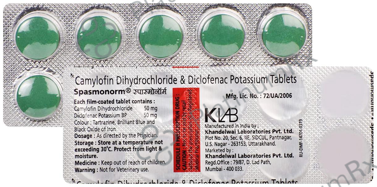 Spasmonorm 50/50mg Tablet 10s