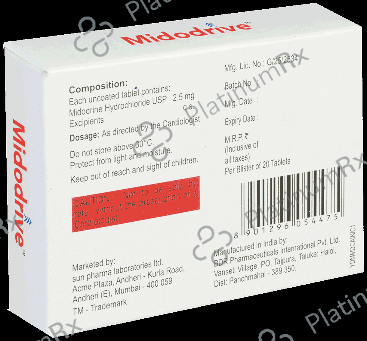 Midodrive 2.5mg Tablet 20s