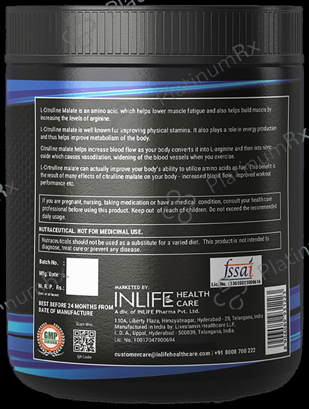 Inlife Micronized Citrulline Malate Powder 2:1 Supplement Unflavoured