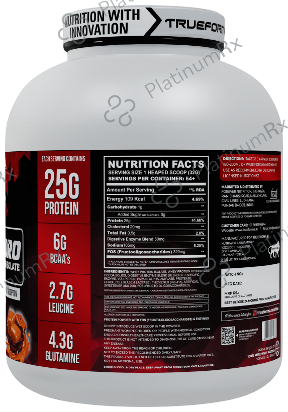 Trueforma Iso Hydro 100% Whey Protein Isolate Powder Chocolate Caramel