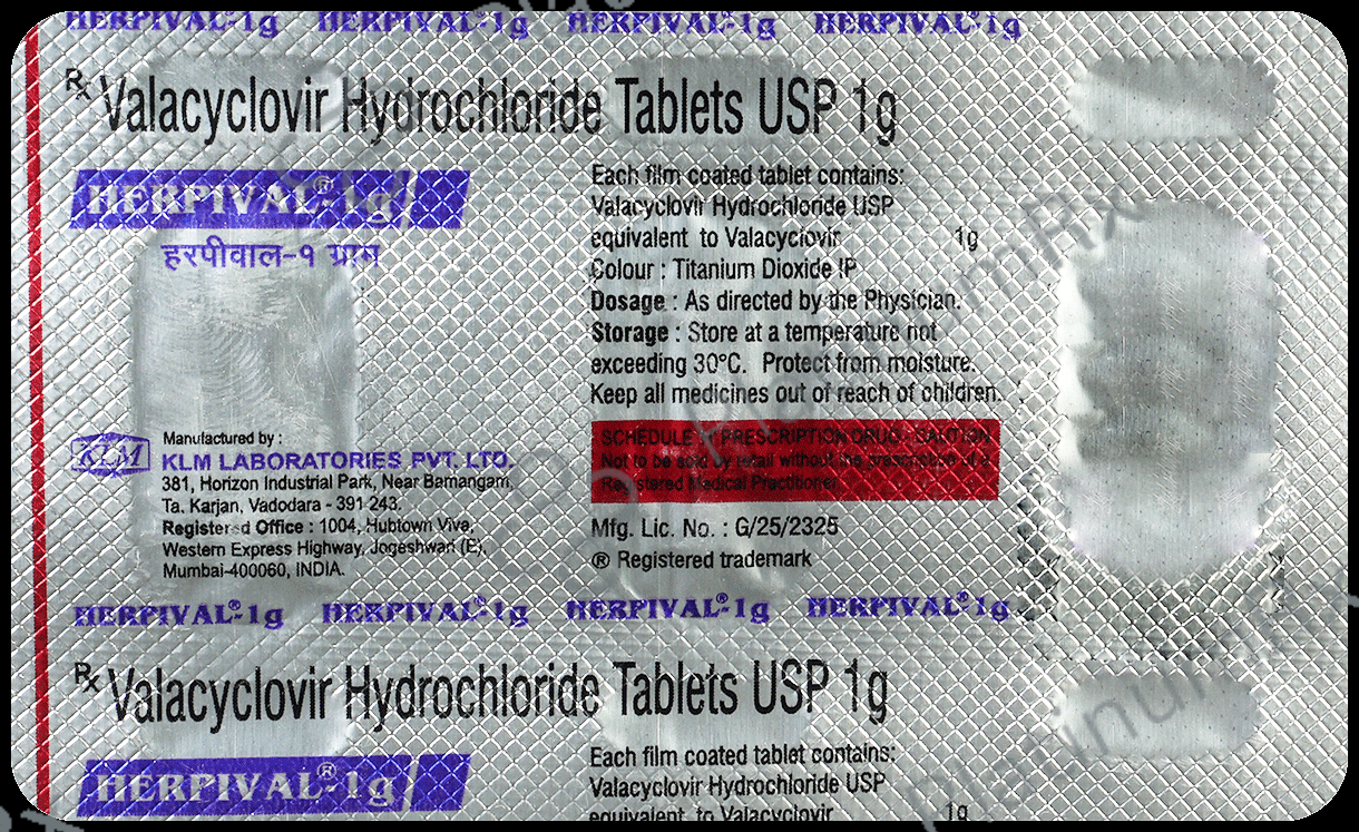 Herpival 1000mg Tablet 3s
