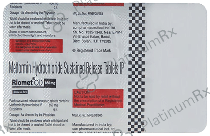 Riomet OD 850mg Tablet SR