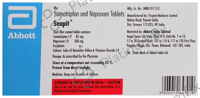 Snapit 85/500mg Tablet 2s
