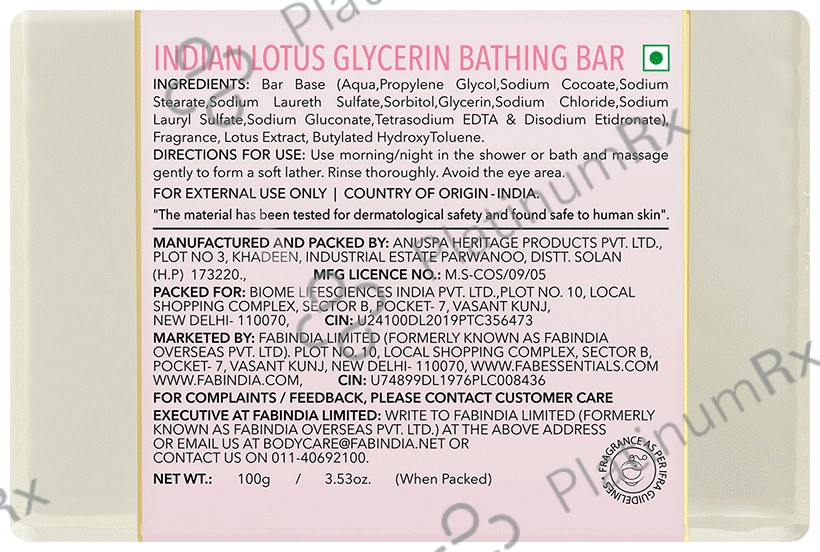 Fabessentials Indian Lotus Glycerin Bathing Bar